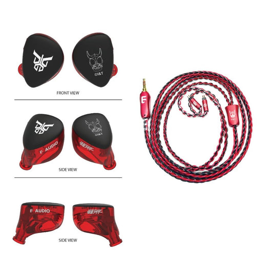 E AUDIO x Kamen Rider Triple‑Driver Hybrid IEM Earphones – Limited Edition 2BA+1DD 3D‑Printed Resin, Silver‑Plated OFC Cable, 3.5mm / 4.4mm Audiophile In‑Ear Monitors