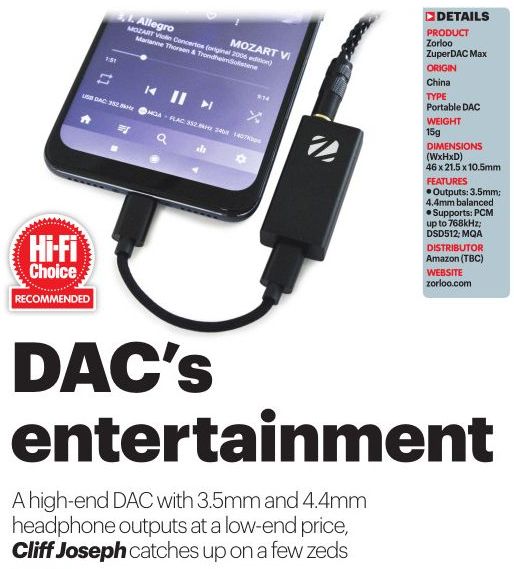 Zorloo ZuperDAC MAX DAC Adapter Support 3.5mm 4.4mm Lightning USB-C for iPhone Android Smartphone Mac