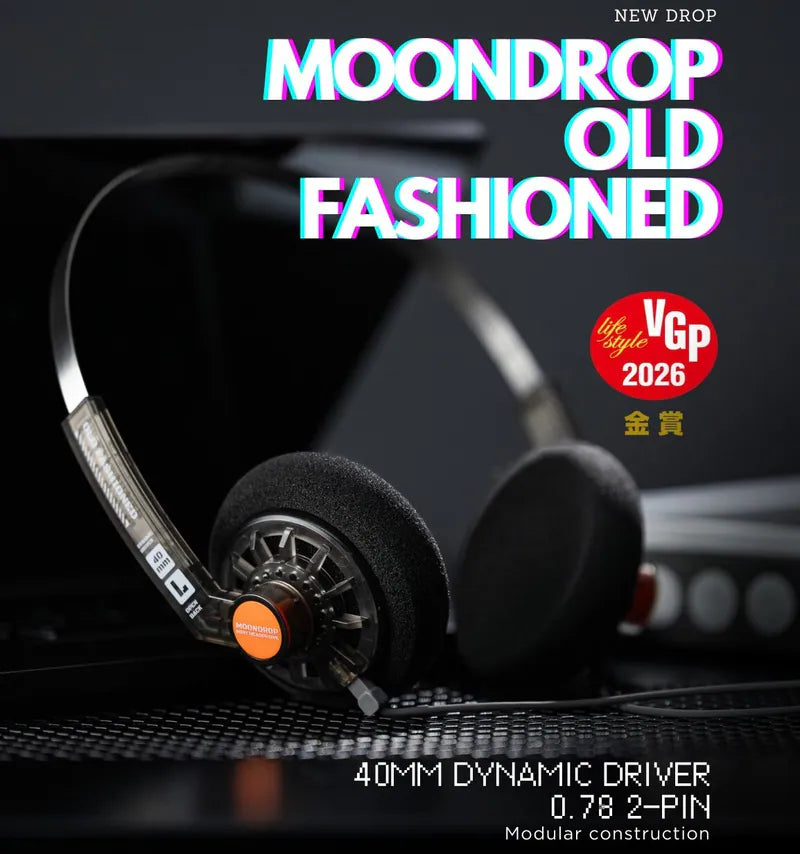 Moondrop Old Fashioned Wired Open-Back On-Ear Headphone with CM 2