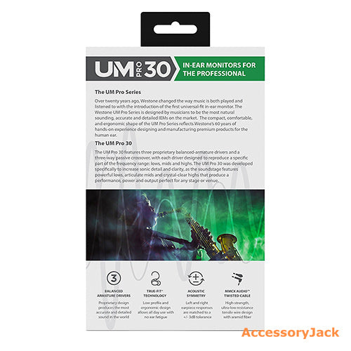 Westone UM Pro 30 Triple Driver Earphone with Removable Cable (Clear)