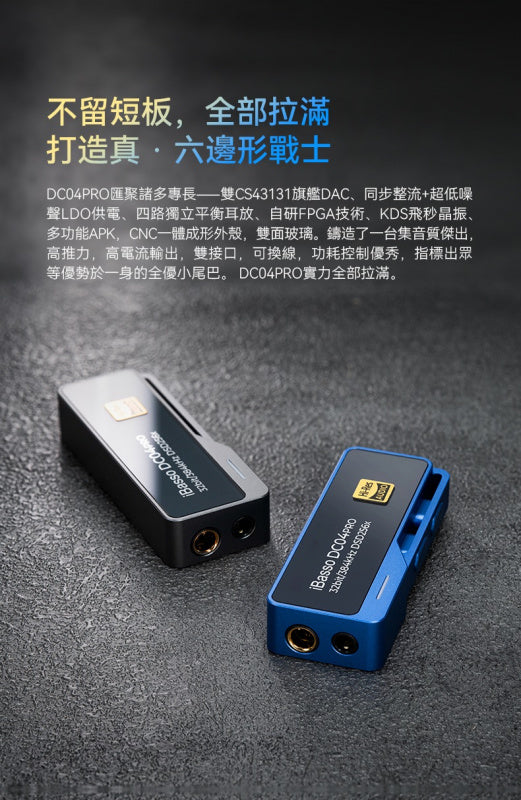 iBasso DC04 PRO Hi-Res Dual DAC Amplifier for 3.5mm 4.4mm Earphone iPhone Android Smartphone