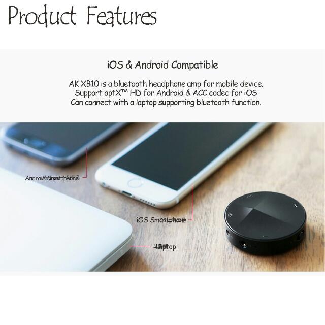 AK Astell Kern XB-10 AptX HD Wireless Bluetooth Amplifier for Apple iPhone Android 2.5mm 3.5mm Plug