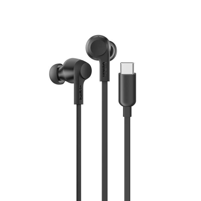 Belkin SoundForm ANC Wired Earbuds (USB-C) G3H0003 – Active Noise Cancelling In-Ear Earphones with Mic, Hi-Res Audio, Tangle-Free Cable, EQ Presets, Sweat-Resistant, for iPhone, Android & USB-C Devices