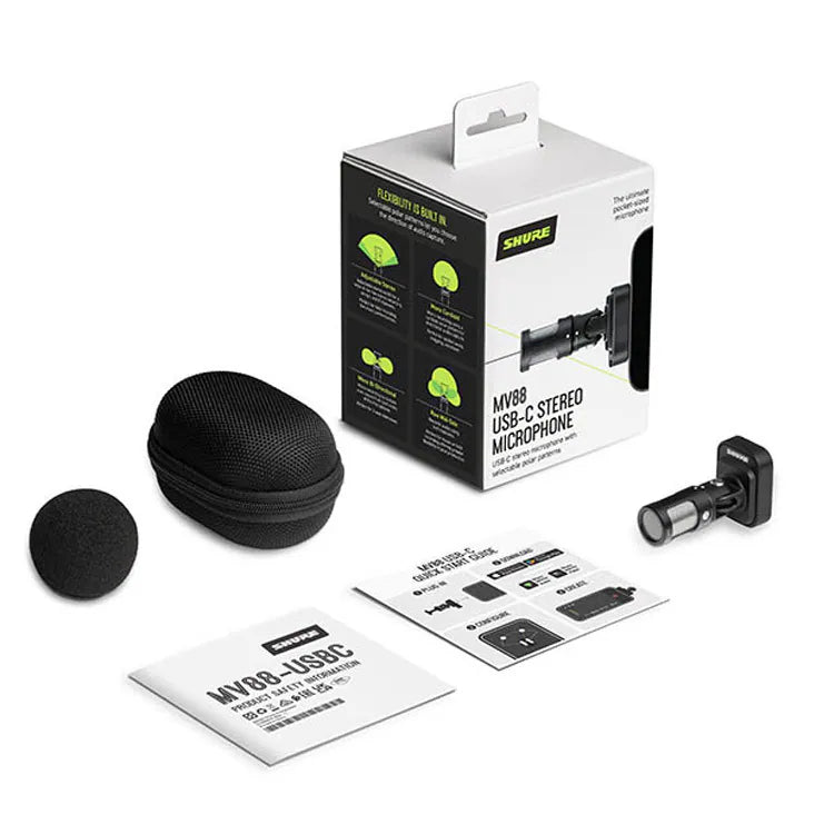 SHURE MV88 USB-C Stereo Microphone for Android iOS Smartphone Mobile Phone Device