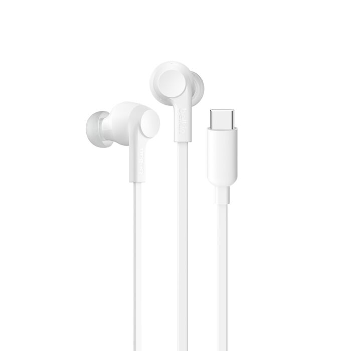 Belkin SoundForm ANC Wired Earbuds (USB-C) G3H0003 – Active Noise Cancelling In-Ear Earphones with Mic, Hi-Res Audio, Tangle-Free Cable, EQ Presets, Sweat-Resistant, for iPhone, Android & USB-C Devices