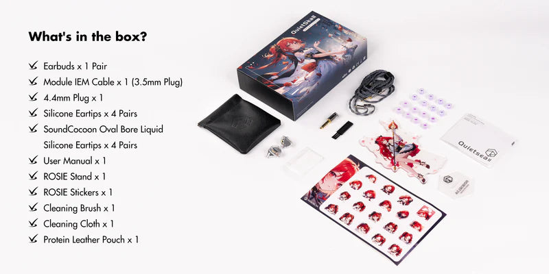 Roseselsa QuietSea II Dynamic Driver In-Ear Monitor IEM Earphone with CM 2-Pin 3.5mm 4.4mm OFC Cable