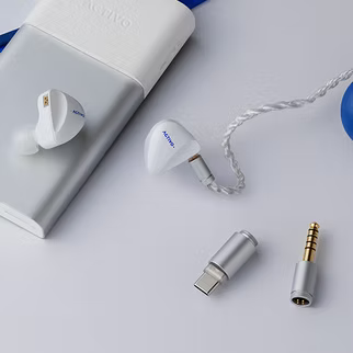 ACTIVO Scoop 5‑Driver Hybrid IEM – 3DD (8mm+2x6mm) + 2BA In‑Ear Monitors, Silver‑Plated OFC Cable with 3.5mm/4.4mm/USB‑C, Pebble Design 10Ω 105dB