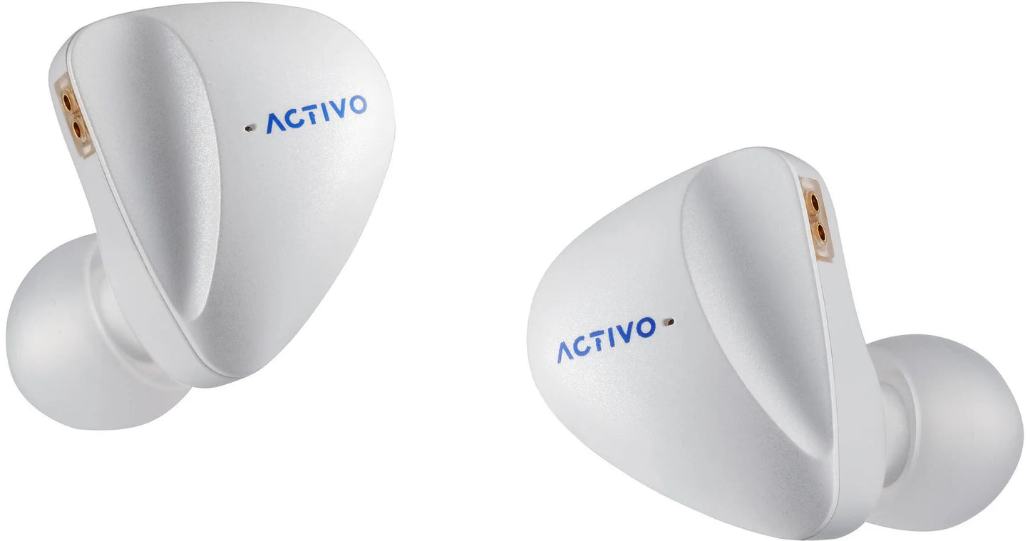 ACTIVO Scoop 5‑Driver Hybrid IEM – 3DD (8mm+2x6mm) + 2BA In‑Ear Monitors, Silver‑Plated OFC Cable with 3.5mm/4.4mm/USB‑C, Pebble Design 10Ω 105dB