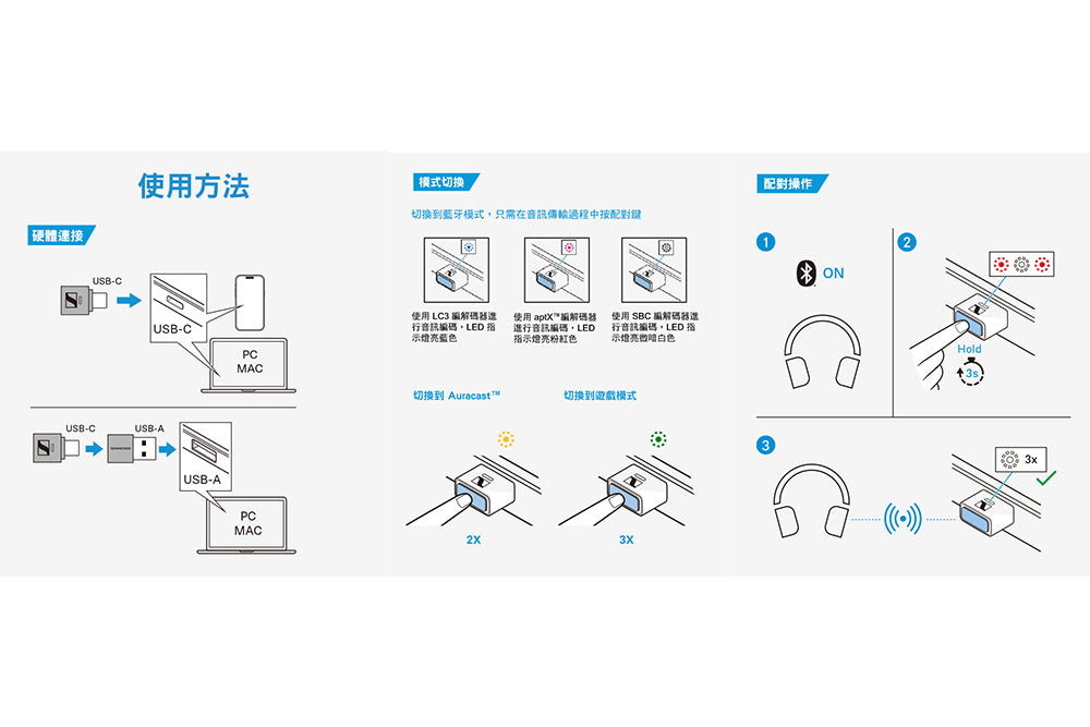 Sennheiser BTD700 Bluetooth 5.4 USB Type-C Dongle Adapter Support AptX HD PC Mac
