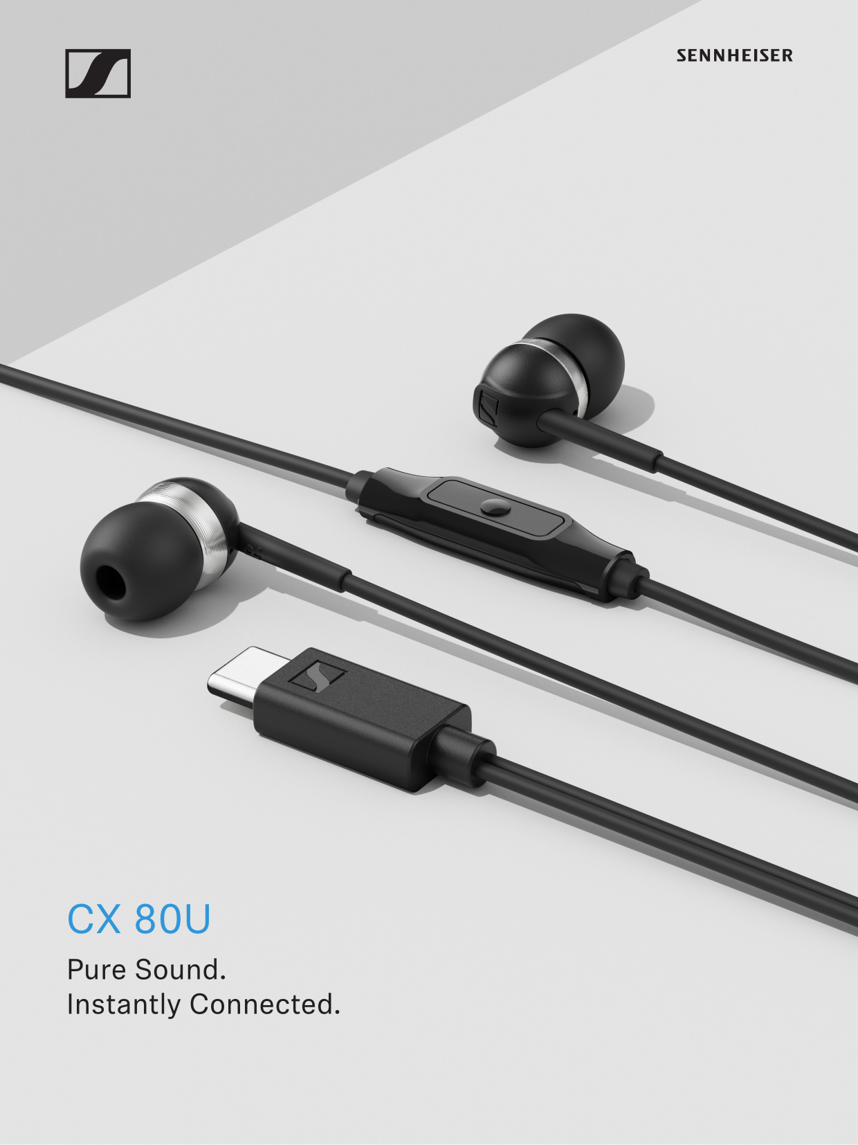 Sennheiser CX80U USB-C Wired In-Ear Earphone with In-Line Microphone for Smartphone PC Computer