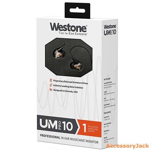 Westone UM Pro 10 (2017) Single Driver Earphone with Removable Cable (Clear)