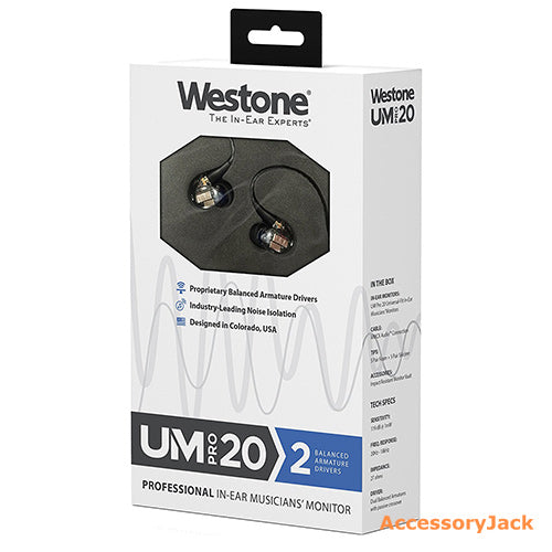 Westone UM Pro 20 Dual Driver Earphone with Removable Cable (Clear)