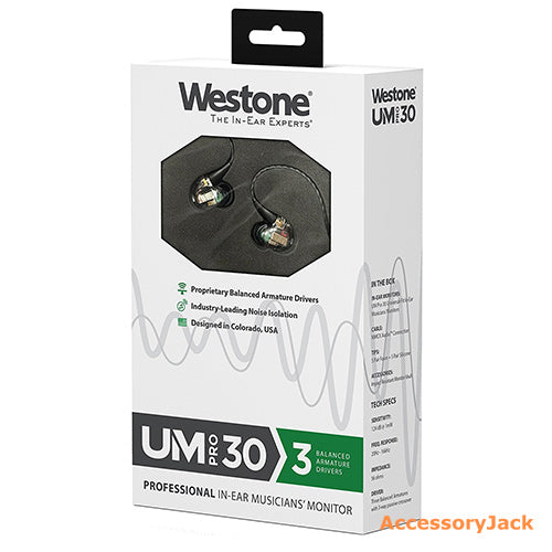 Westone UM Pro 30 Triple Driver Earphone with Removable Cable (Clear)