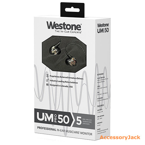 Westone UM PRO 50 Five Driver Earphone with Removable Cable (Clear)