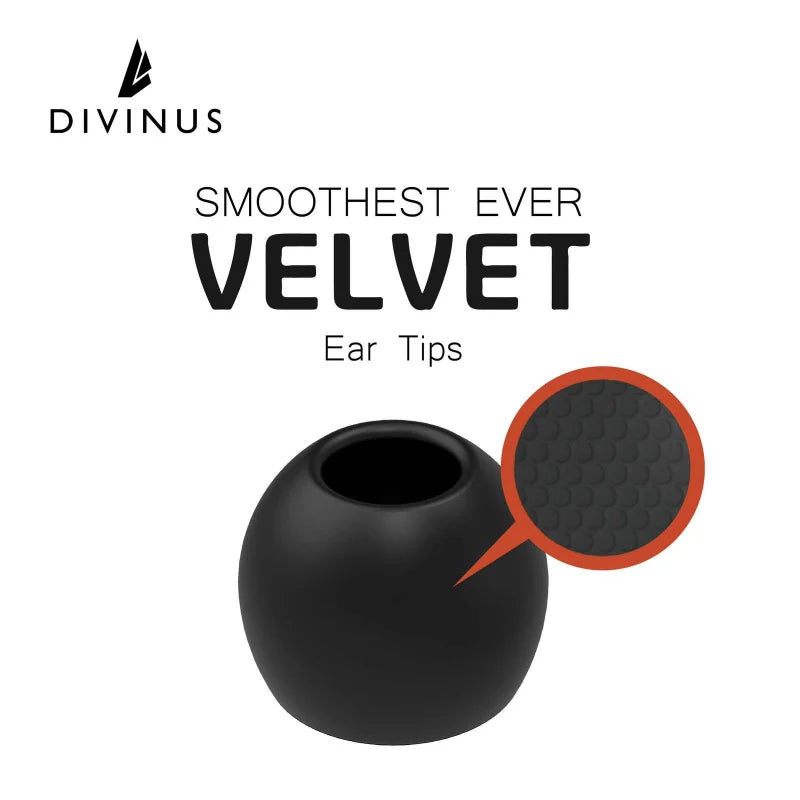 Korea DIVINUS VELVET Eartips for In-Ear Monitor Earphone Black 5 Sizes