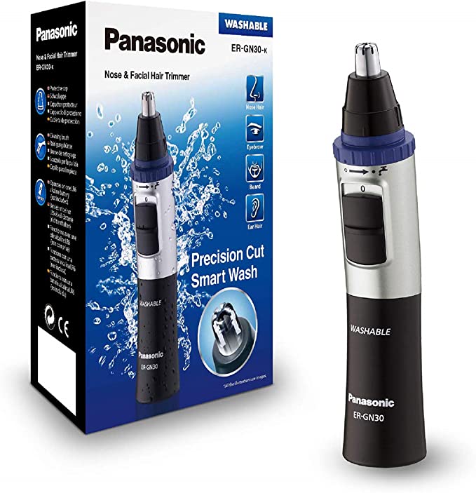 Panasonic ER-GN30 Nose Facial Hair Trimmer AA Battery 100% Washable (Black)